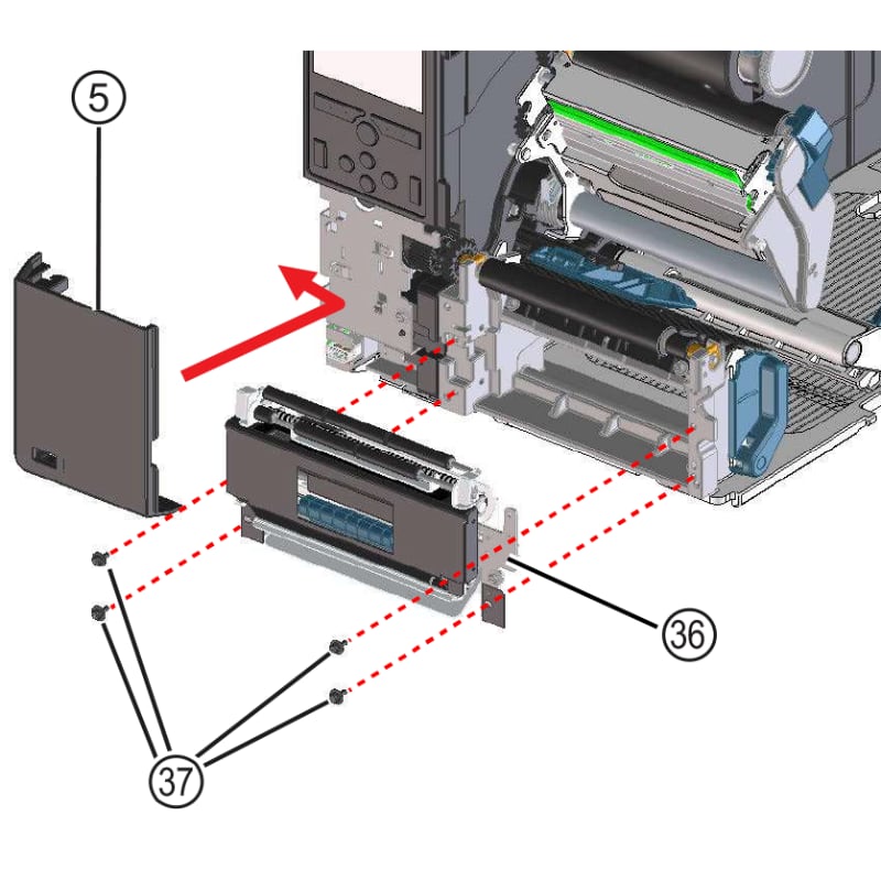 Installing a dispenser unit in the CL4NX Plus printer